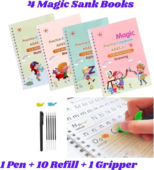 Sank Magic Practice Copybook (4 BOOKS,1 PEN,1 GRIP,10 REFILL)